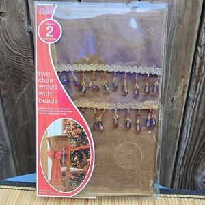 2 Brown Chair Wraps with Beads Chair Decoration.